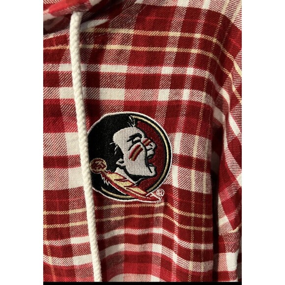 Florida State Seminoles Shirt Womens Sz S Sports Concepts Plaid Hooded Top New - Picture 3 of 11